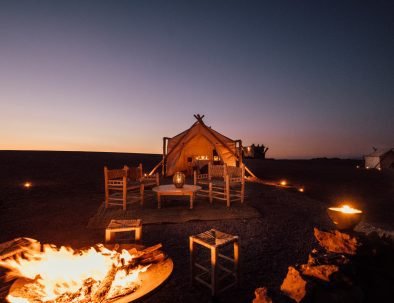 Sunset and magical dinner in the Agafay desert